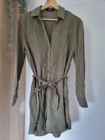 Robe chemise kaki courte
