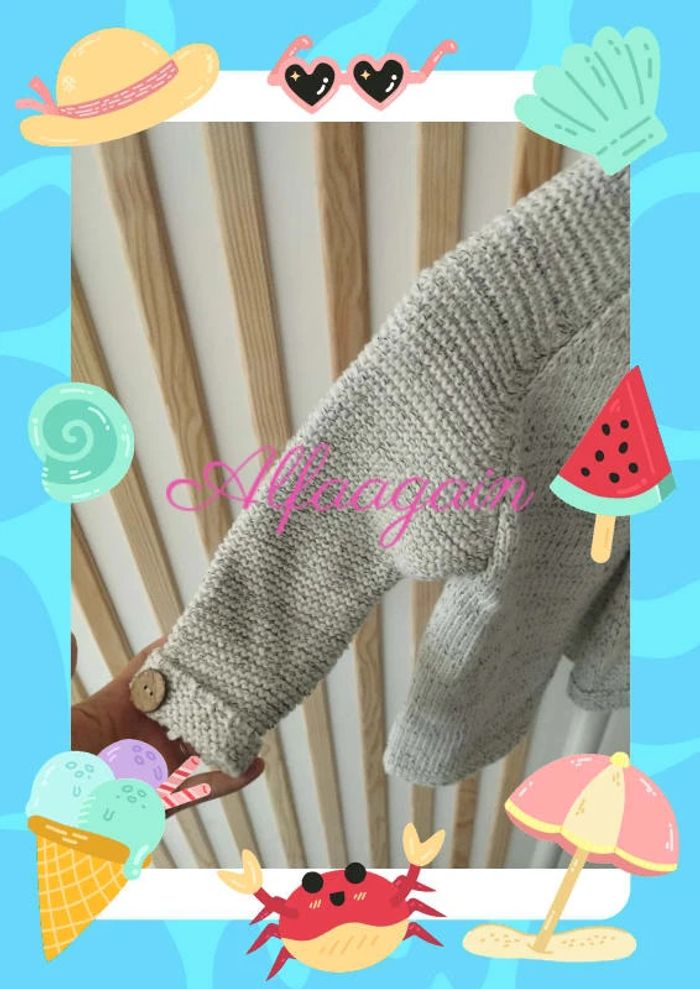 Gilet tricot gris neuf 4ans - photo numéro 4