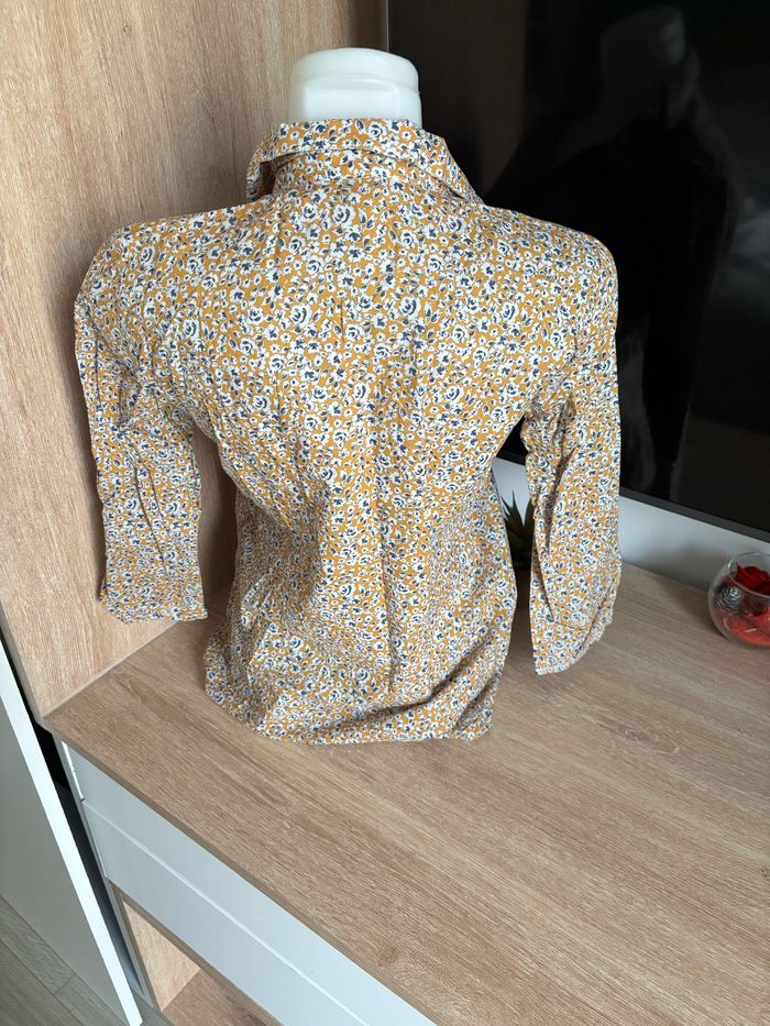 Chemise fleuri Armand Thierry jaune bleu taille S - photo numéro 5