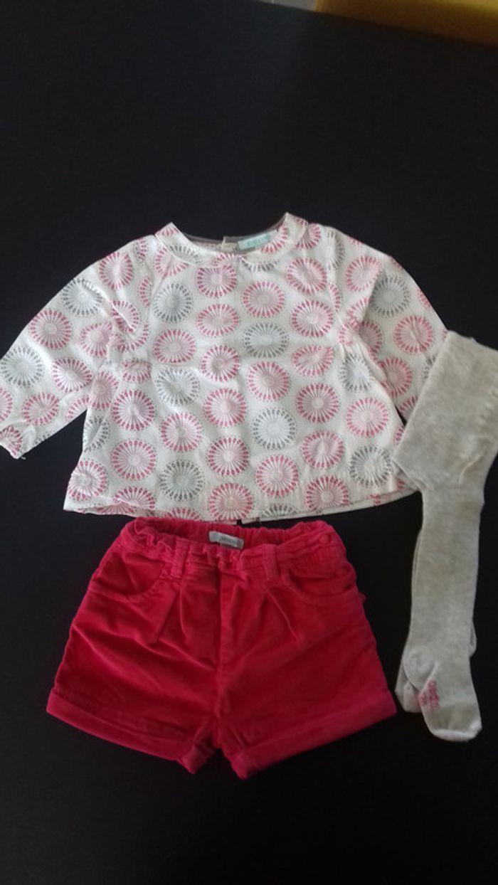 ensemble 3 pièces bébé fille 12 mois - photo numéro 2