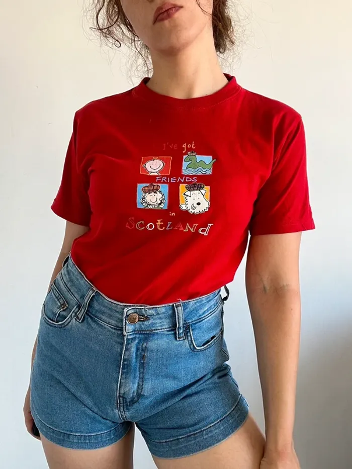 T-shirt rouge vintage souvenir écosse taille S