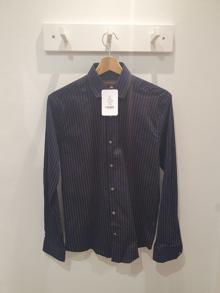 Chemise Varsovie rayée marine/camel Taille L (taille petit)