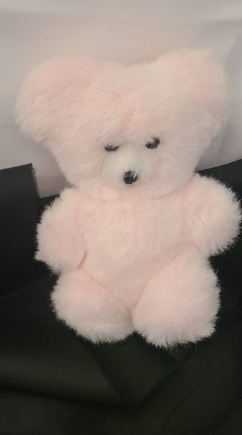 doudou ours peluche rose blanc grelot bettella Vintage - Bettella