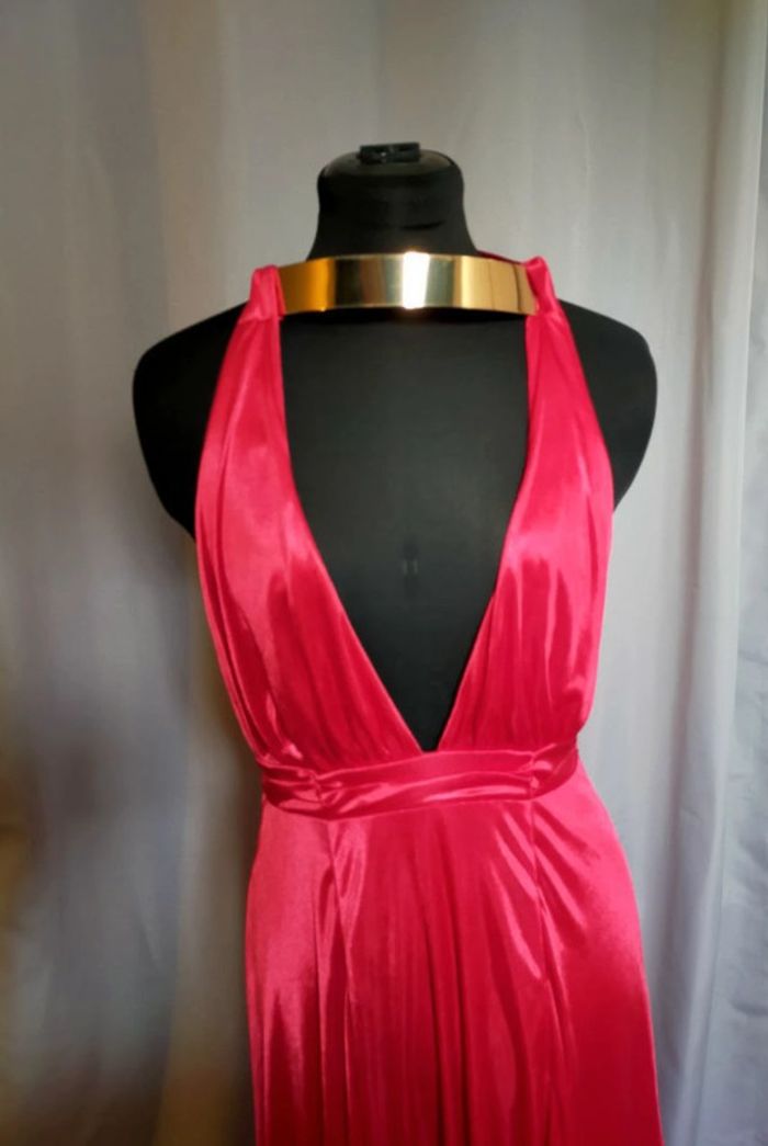 Robe longue rouge satinée – Nazz Couture – Taille 10 (38) - photo numéro 4