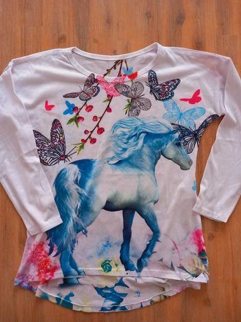 T-shirt manches longues cheval & papillons – 14 ans