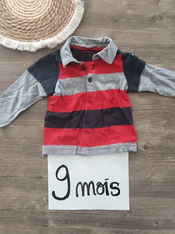 🌞 polo bleu marine gris et rouge orchestra 9 mois