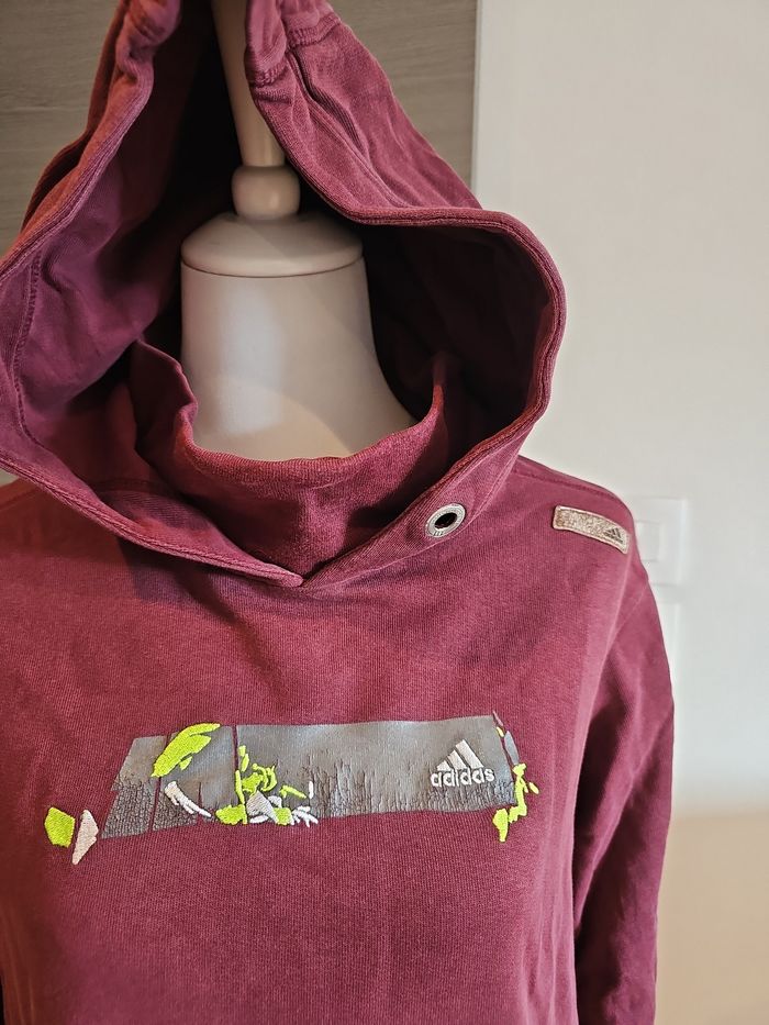 sweat adidas vintage bordeaux violet capuche taille m - photo numéro 2