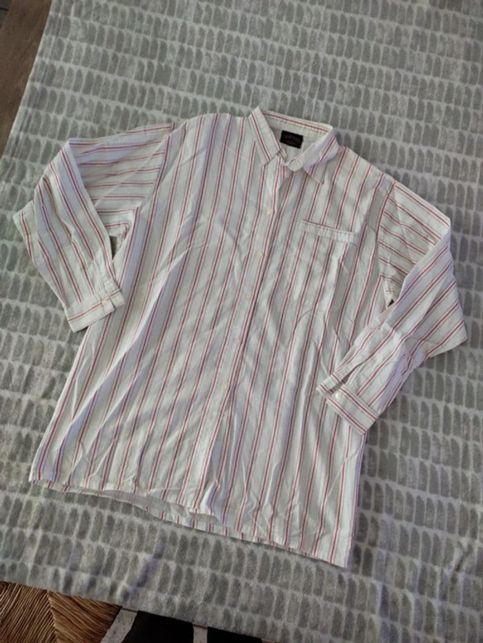 Chemise manches longues à rayures blanc rouge et gris Peter Austin taille xl - photo numéro 1