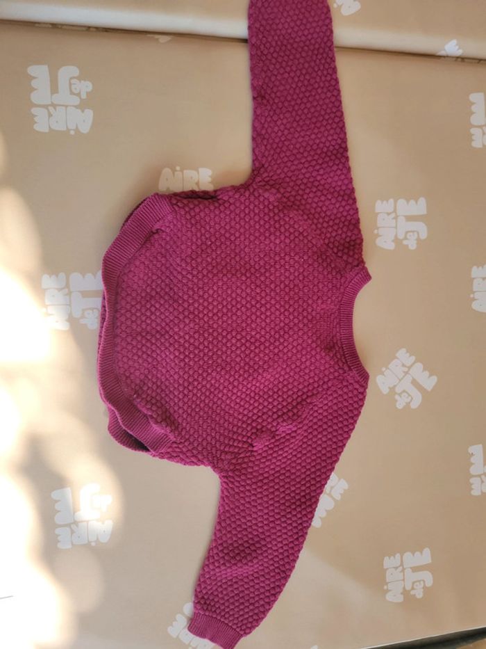 Pull en maille 9 mois tête de renard fleuries - photo numéro 3