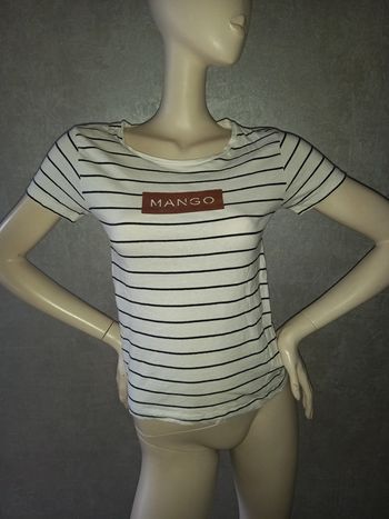 tee shirt rayé inscription doré mango taille 36/38