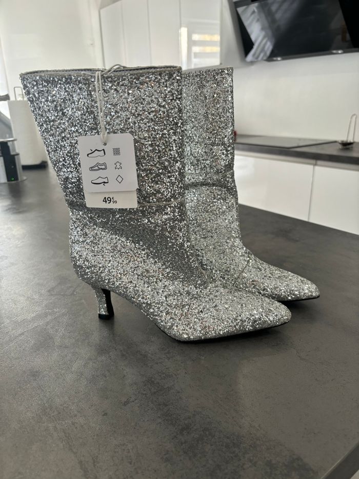 Bottes argentés pailletées