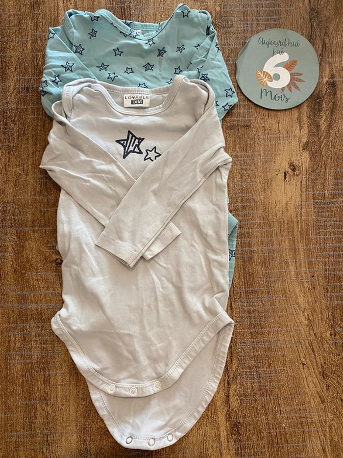 Lot de 2 bodies Dim taille 6 mois bébe mixte