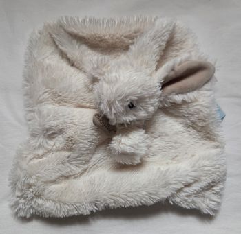 Doudou Lapin carré plat blanc et taupe - Les flocons - Baby Nat