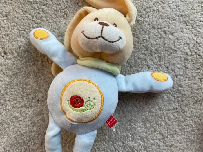 Peluche doudou chien bleu brodé escargot Tex 🌻 - photo numéro 3