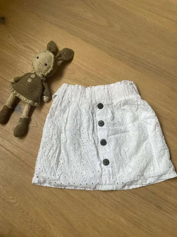 Jupe broderie anglaise blanche 3-4 ans 104cm - photo numéro 1
