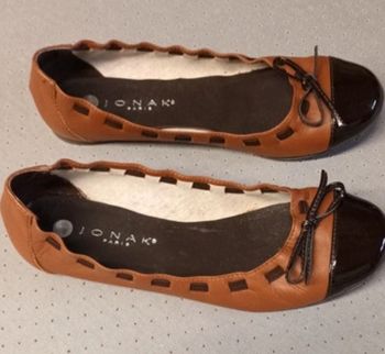 Ballerines deux couleurs noire brillant et fauve