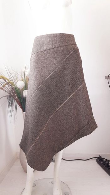 Jupe asymétrique marron chiné