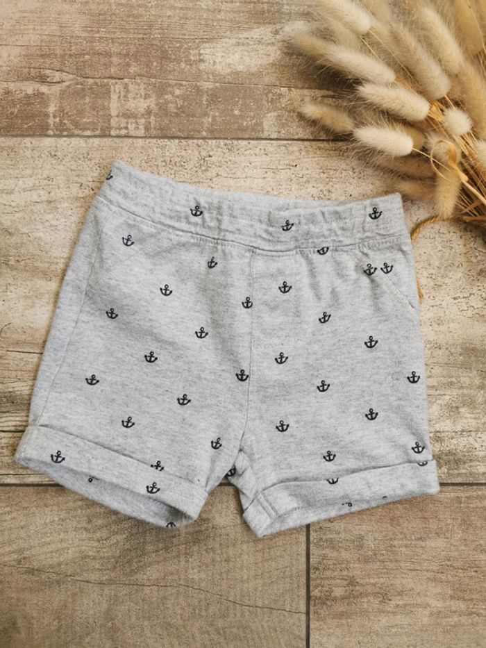 🌺Très joli short molletonné gris encre marine 3mois
