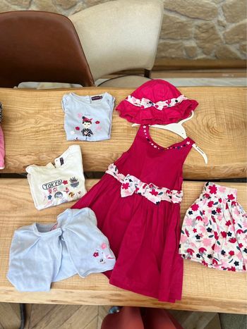 Ensemble été fleurs Akiko mon ami de Tokyo sergent major 3 ans robe t-shirt chapeau jupe gilet