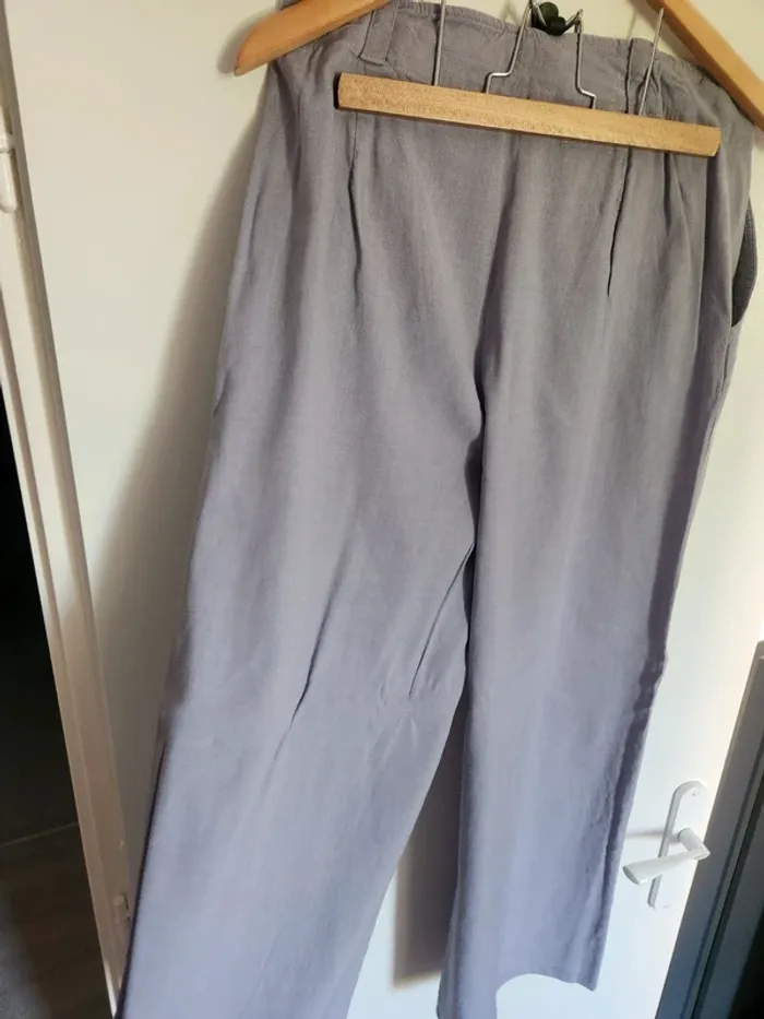 Magnifique pantalon été lin couleur parme taille 40 un jour ailleurs - photo numéro 4