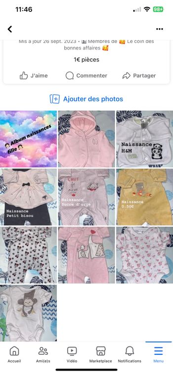 Lot vêtements naissance et 1 mois fille