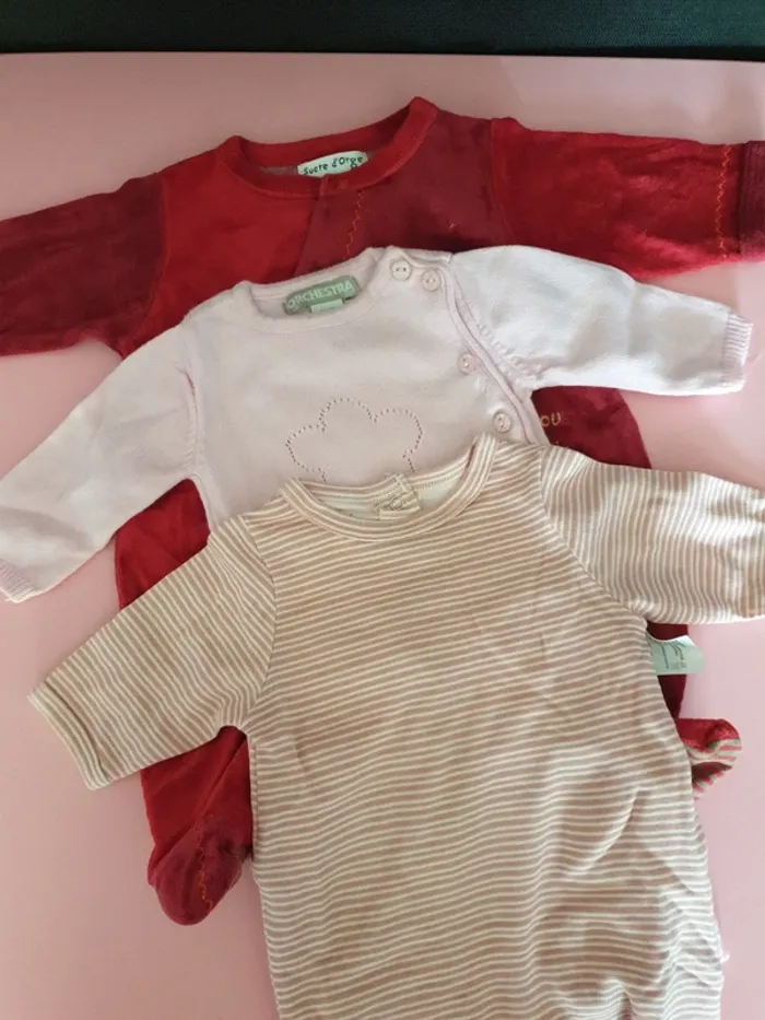 Lot 3 pyjamas fille 1 mois