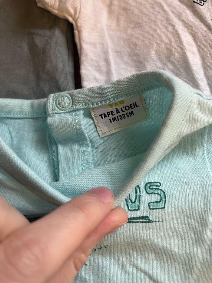 Lot de 3 tee shirt manches courtes garçon 1 mois - photo numéro 2