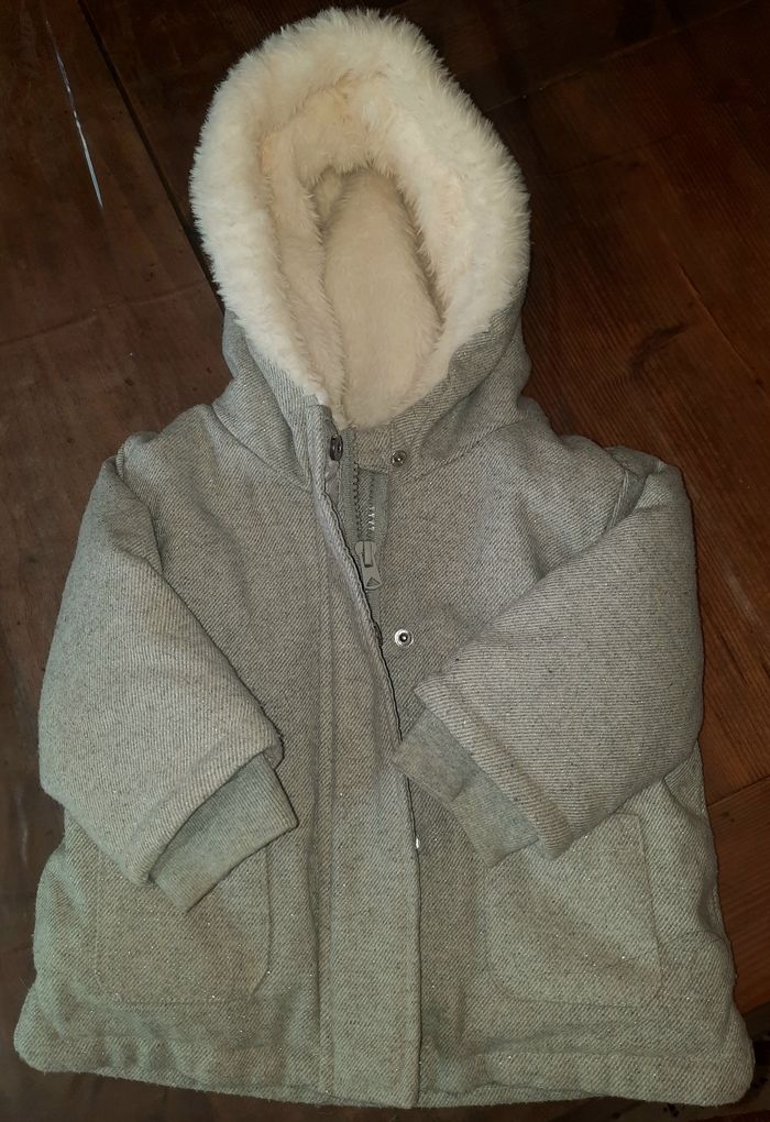 Manteau chaud hiver argenté fille 12 mois