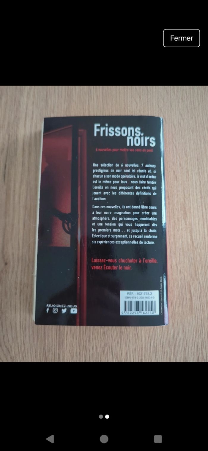 Livre Frissons noirs - photo numéro 2