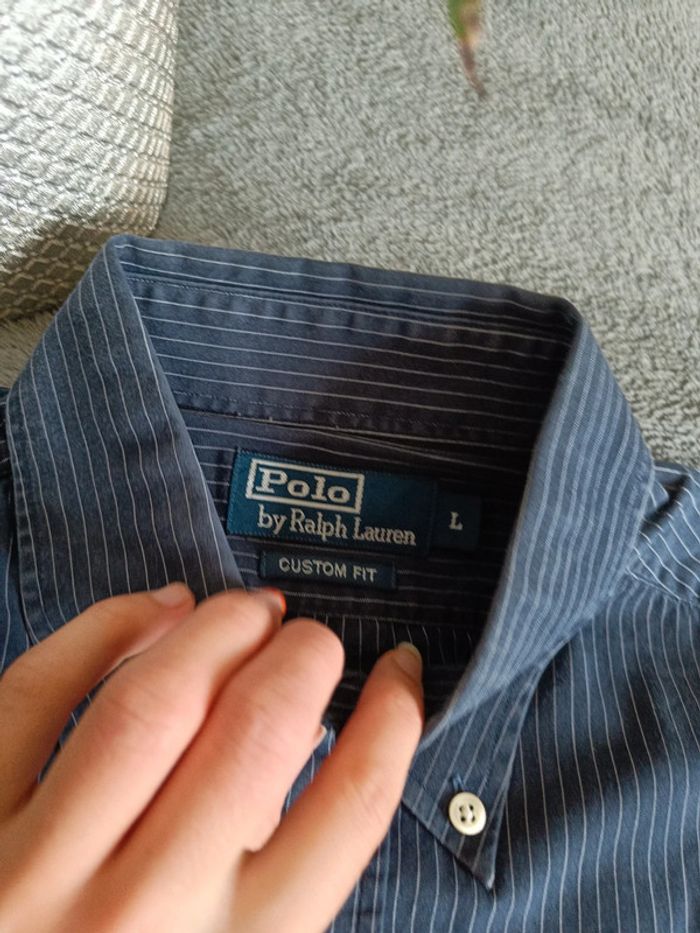 Chemise Ralph Lauren rayée bleu marine - photo numéro 3