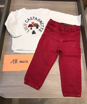 Pull lulu castagnette + pantalon 18 mois