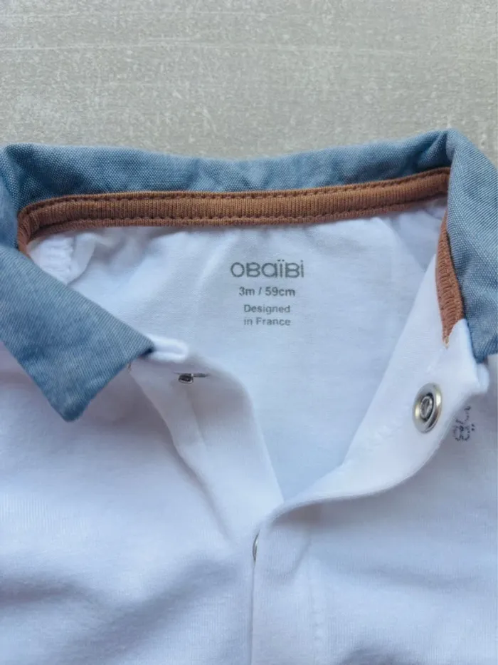 Magnifique body habillé pour bébé 3 mois 59cm Obaïbi neuf - photo numéro 4