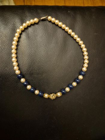 collier ras de cou perle et strass