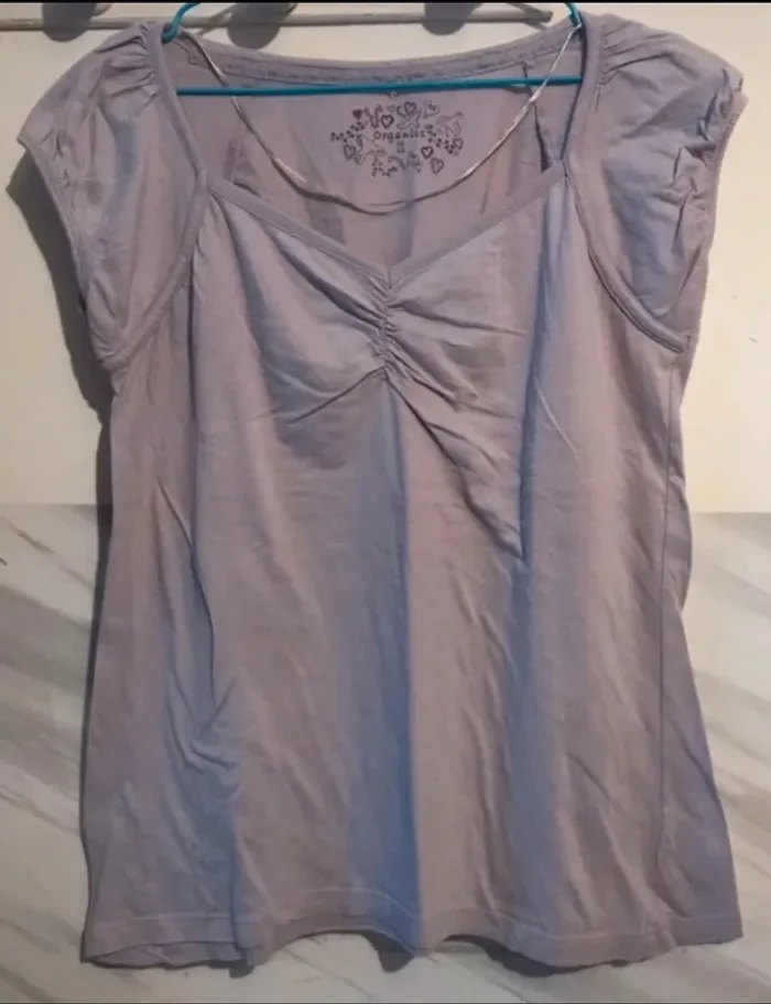 Haut tship femme organic manches courtes lila taille 44