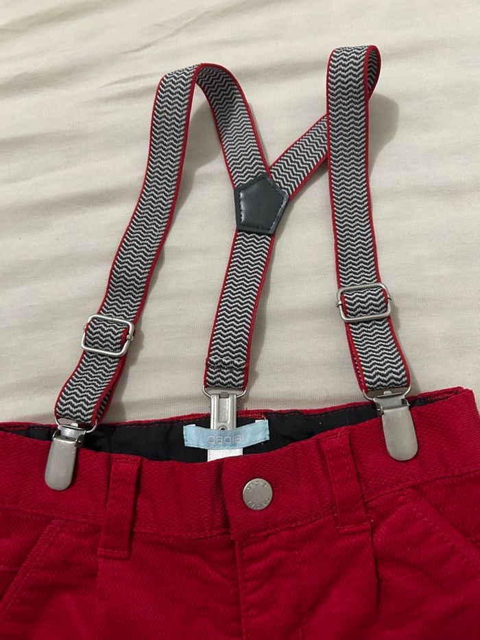 Pantalon rouge avec bretelles obaibi 18 mois - photo numéro 2