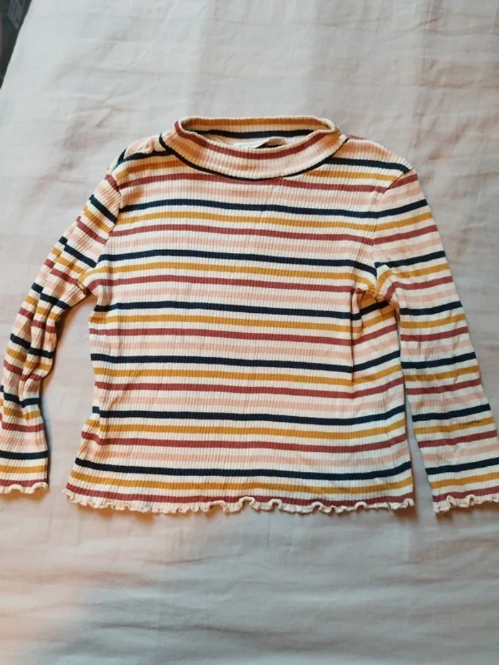 Pull léger rayé côtelé 4 ans