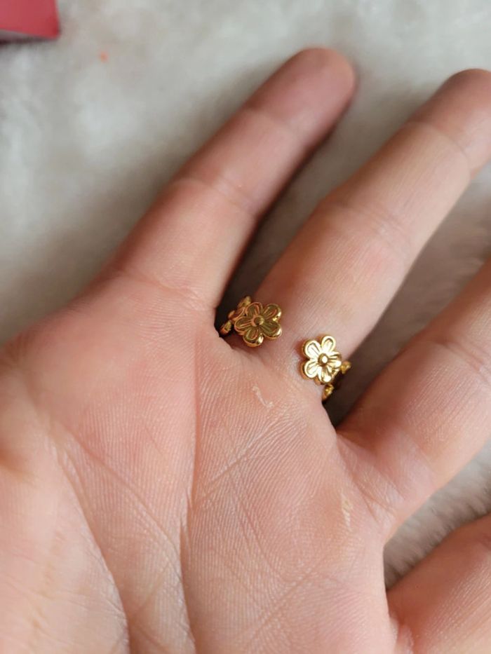 Bague fleurs 🌸 acier inoxydable gold - photo numéro 4