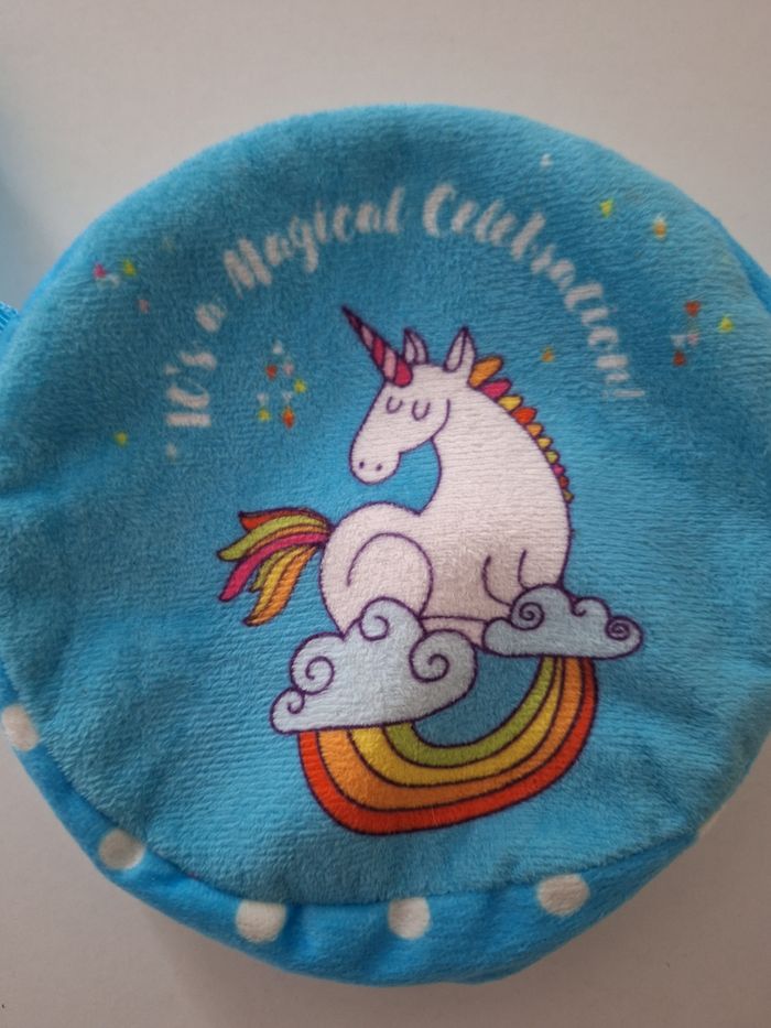 Sac à bandoulière  en velours imprimé licorne pour petite fille - photo numéro 2