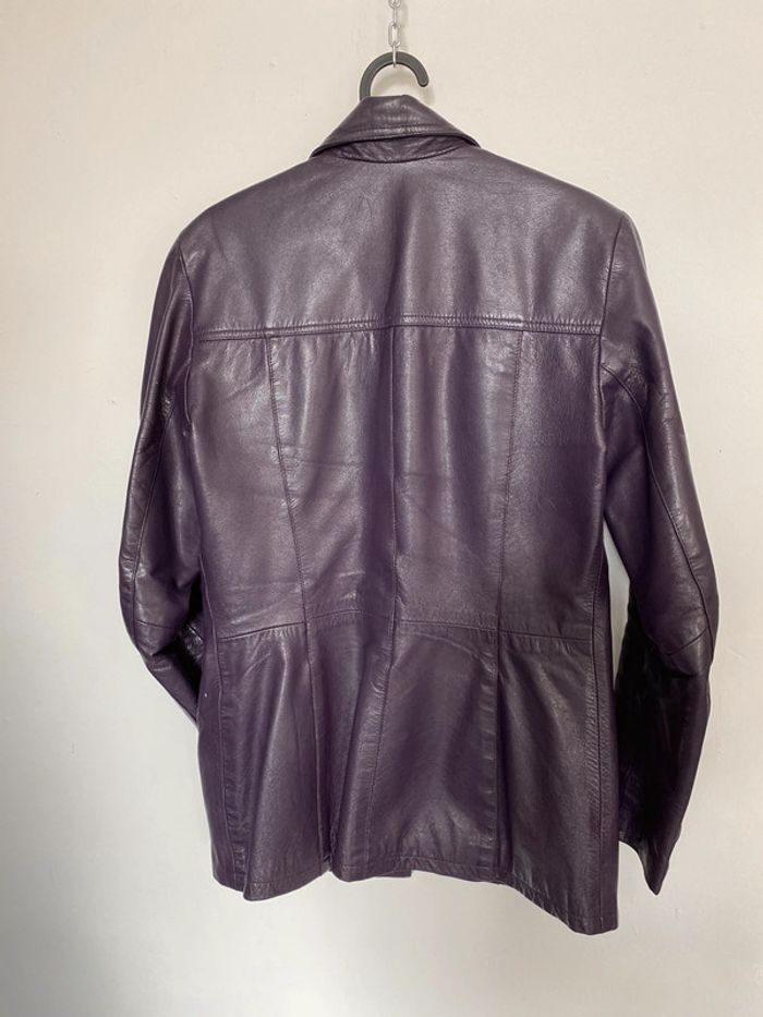 Veste longue violet 100% cuir de chèvre - photo numéro 9