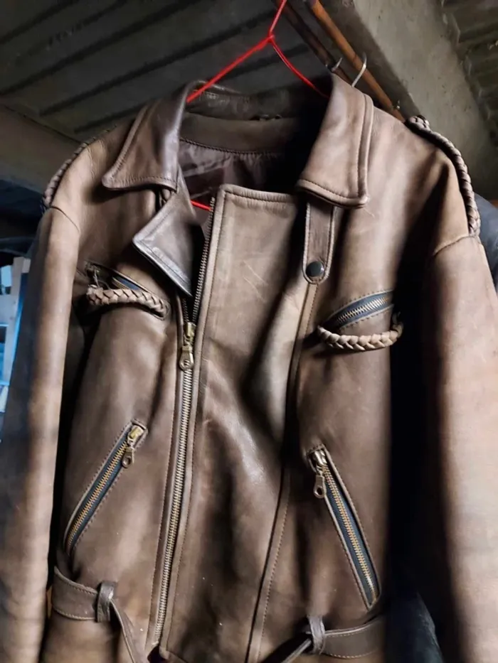 Blouson cuir marron/ perfecto/ moto / femme / taille 40/42 - photo numéro 7
