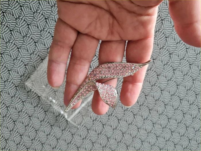 Broche feuille strass rose - photo numéro 4
