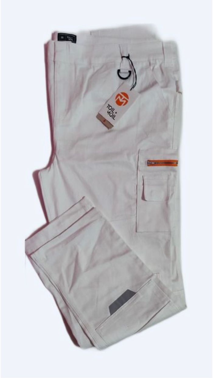 Pantalon blanc de travail 100% coton bio pour homme taille 64, Toil+ Moil