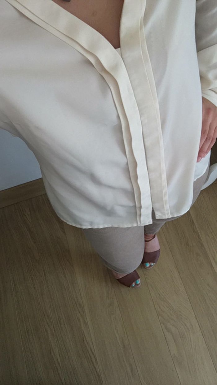 Chemise blouse habille blanc crème Vero mode taille S - photo numéro 3