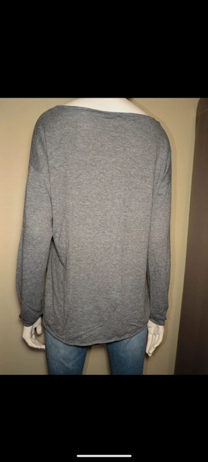 Pull col V fin gris - photo numéro 4