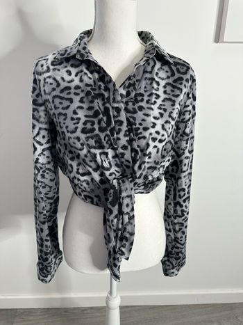 Chemisier léopard gris et noir Vintage T40 L