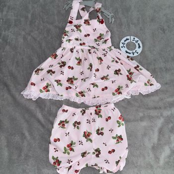Robe et short cerise bébé fille 3 mois