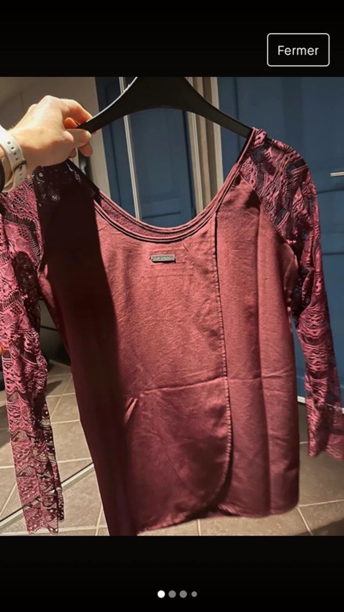 Tee-shirt Blouse Bordeaux - photo numéro 4