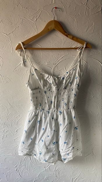 Combi short fleuri bleu et blanche