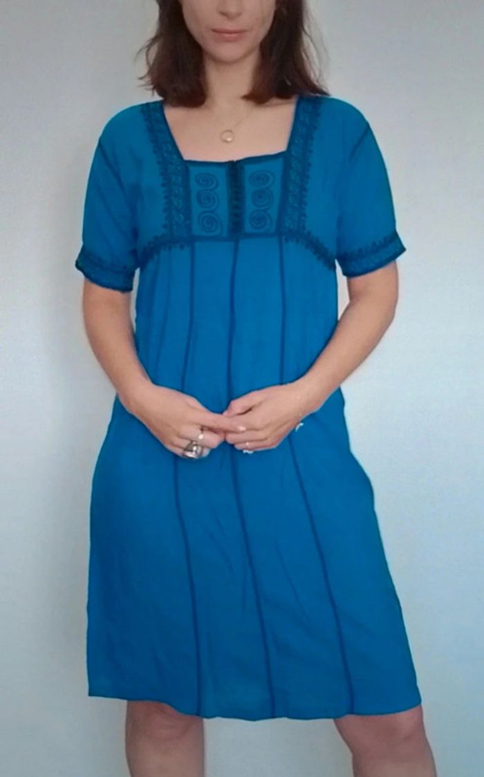 Robe d été casual ethnique bleu taille unique - photo numéro 6