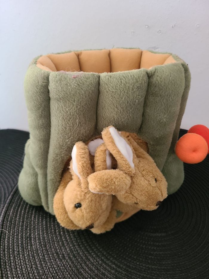 TRONC D'arbre vert doudou lapins - photo numéro 4